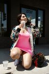 Teen girlfriend Valentina Nappi flashes her bubble butt and big tits in public